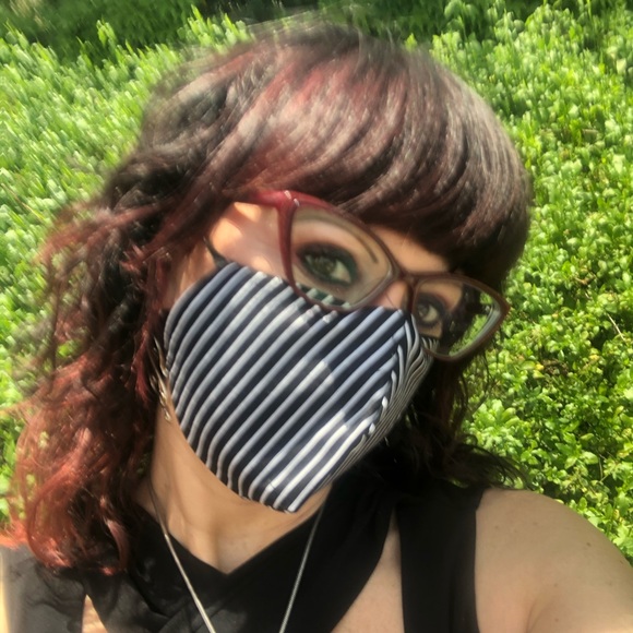 Face Mask Black and White Stripes - Picture 2 of 5